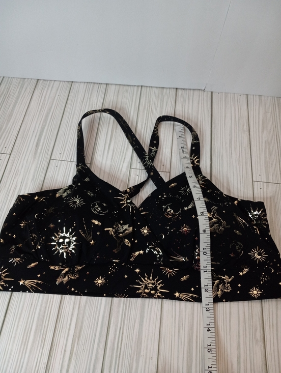 Torrid Black Celestial Metallic Gold Print Surplice Bralette - Picture 8 of 8